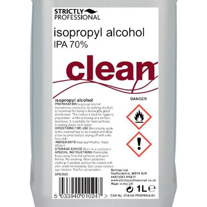 Hovedbilde Isopropyl 70% Alcohol Antibakteriell 1000ml (IPA) – Strictly Professional