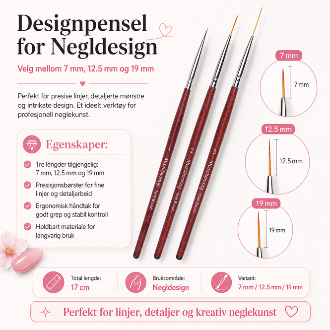 Hovedbilde Designpensel for Negldesign - Velg mellom 7mm, 12.5mm, 19mm