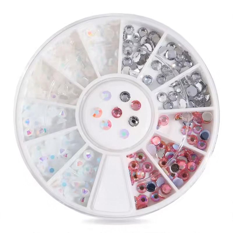 Negldekorasjon – Rhinestones i Rosa, Klare og Hvite