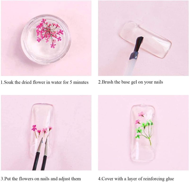 Negledekorasjoner - 3D Tørkede Blomster til Neglekunst
