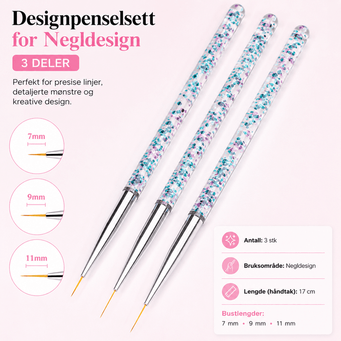 Hovedbilde Detaljpenselsett til negledesign - 5 deler